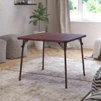 Flash Furniture JB-2-BR-GG Brown Folding Card Table - Lightweight Portable Folding Table with Collapsible Legs